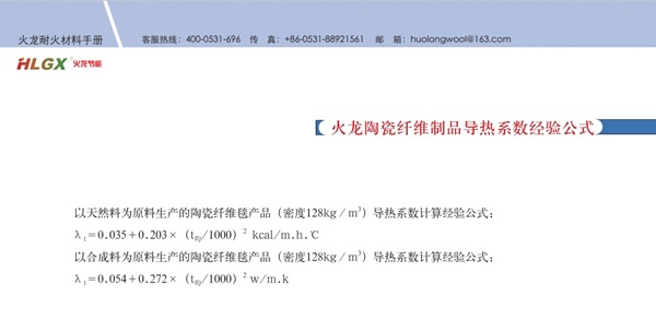 硅酸鋁纖維制品導熱系數